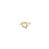 14K Gold Dainty Heart Halo Diamond Ring