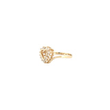 14K Gold Dainty Heart Halo Diamond Ring