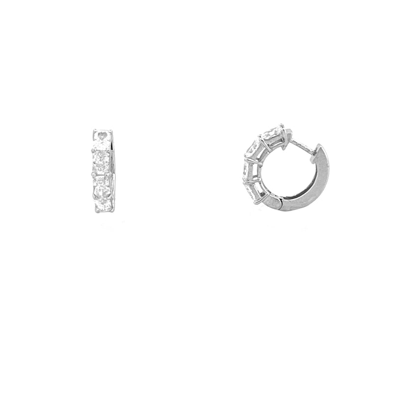 14K Gold Lab Grown Radiant Cut Diamond Huggie Earrings
