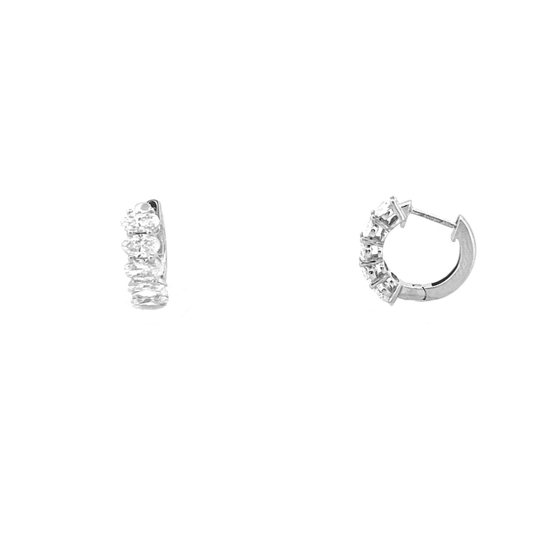 14K Gold East West Lab Grown Oval Cut Diamond Huggie Earrings