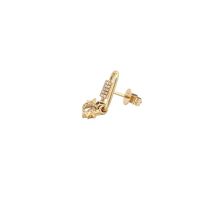 14K Gold Carabiner Diamond Astral Charms Stud Earrings