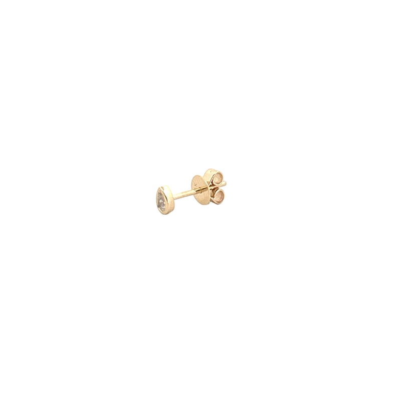 14K Gold Mini Pear Diamond Bezel Stud Earrings
