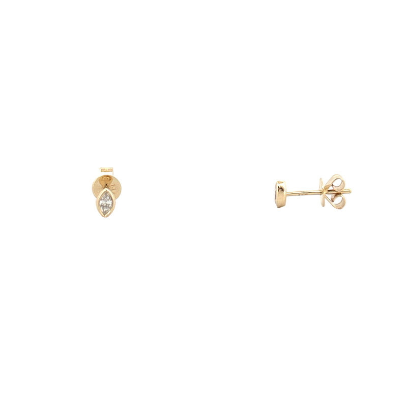 14K Gold Marquise Diamond Bezel Stud Earrings