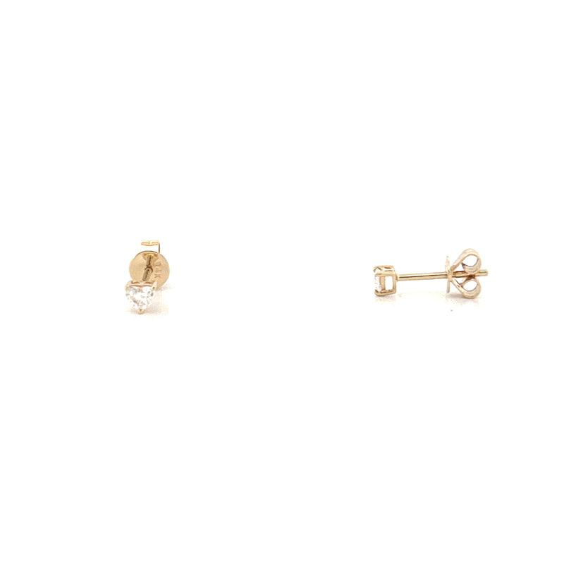 14K Gold Mini Heart Diamond Stud Earrings
