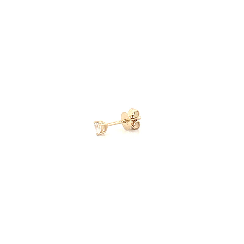 14K Gold Mini Heart Diamond Stud Earrings