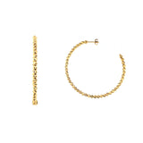 14K Gold Large Diamond Cut Ball Hoop Earrings