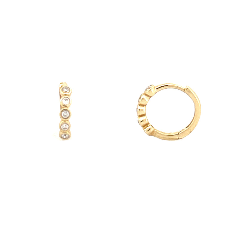 14K Gold Round Bezel Diamond Earrings