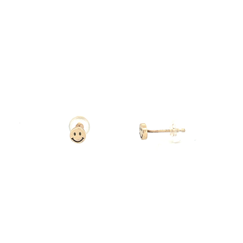 14K Gold Smiley Earrings