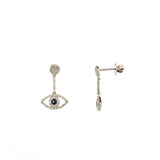 14K Gold Pavé Drop Evil Eye Diamond Stud Earrings