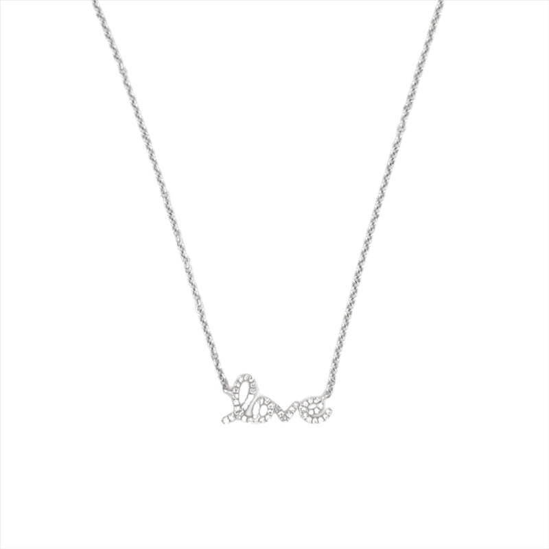 14K Gold Love Cursive Diamond Necklace
