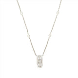 14K Gold Baguette and Round Diamond Necklace