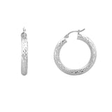 14K Gold Small Diamond Cut Hoop Earrings