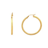 14K Gold Large Diamond Cut Hoop Earrings