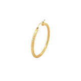 14K Gold Large Diamond Cut Hoop Earrings