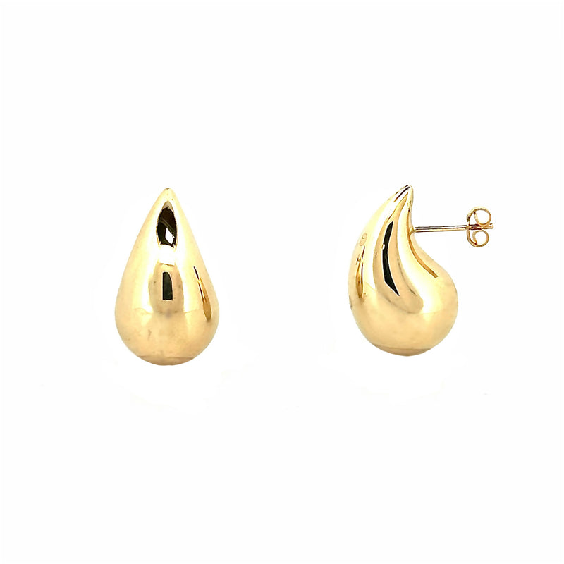 14K Gold Large Tear Drop Earrings