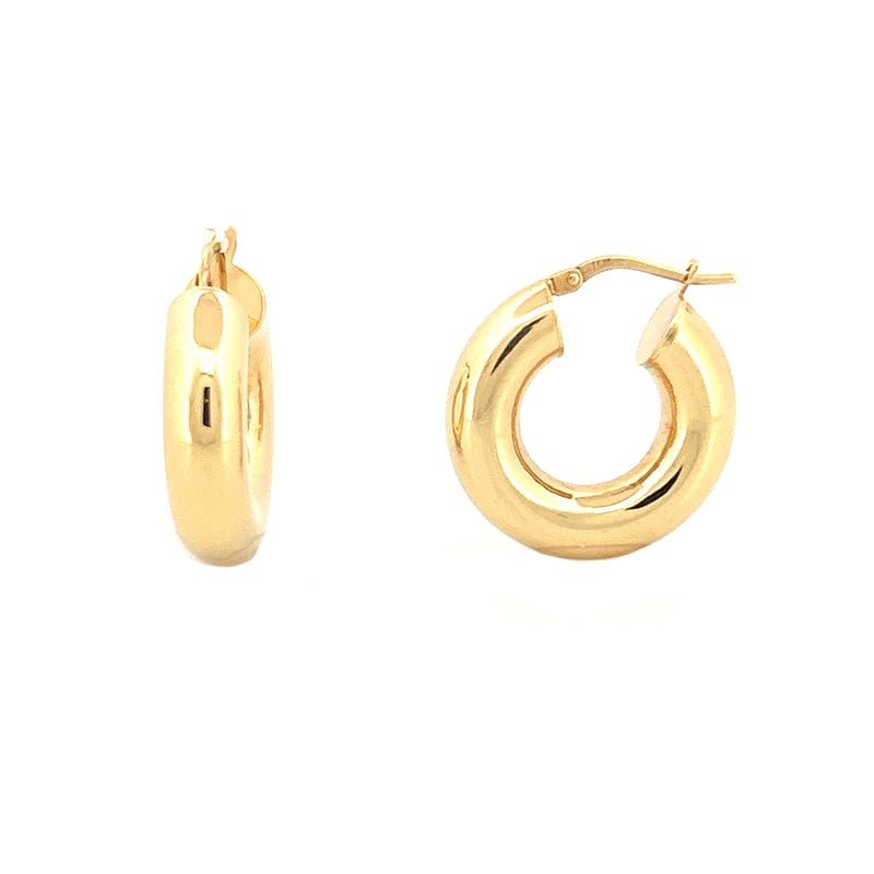 14K Gold 6MM Polished Hollow Hoops Earrings