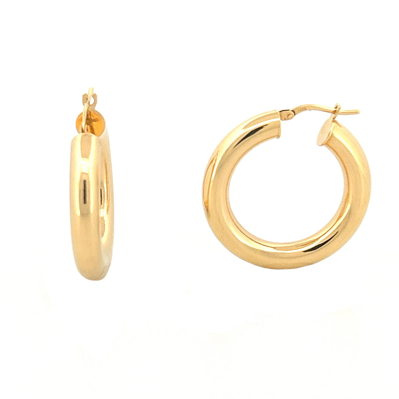 14K Gold 5MM Polished Hollow Hoops Earrings