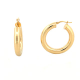 14K Gold 5MM Polished Hollow Hoops Earrings