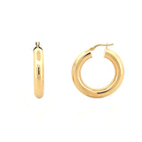 14K Gold 6MM Large Polished Hollow Hoops Earrings