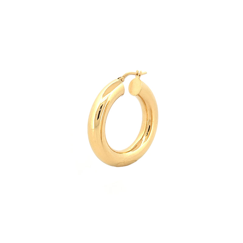 14K Gold 6MM Large Polished Hollow Hoops Earrings