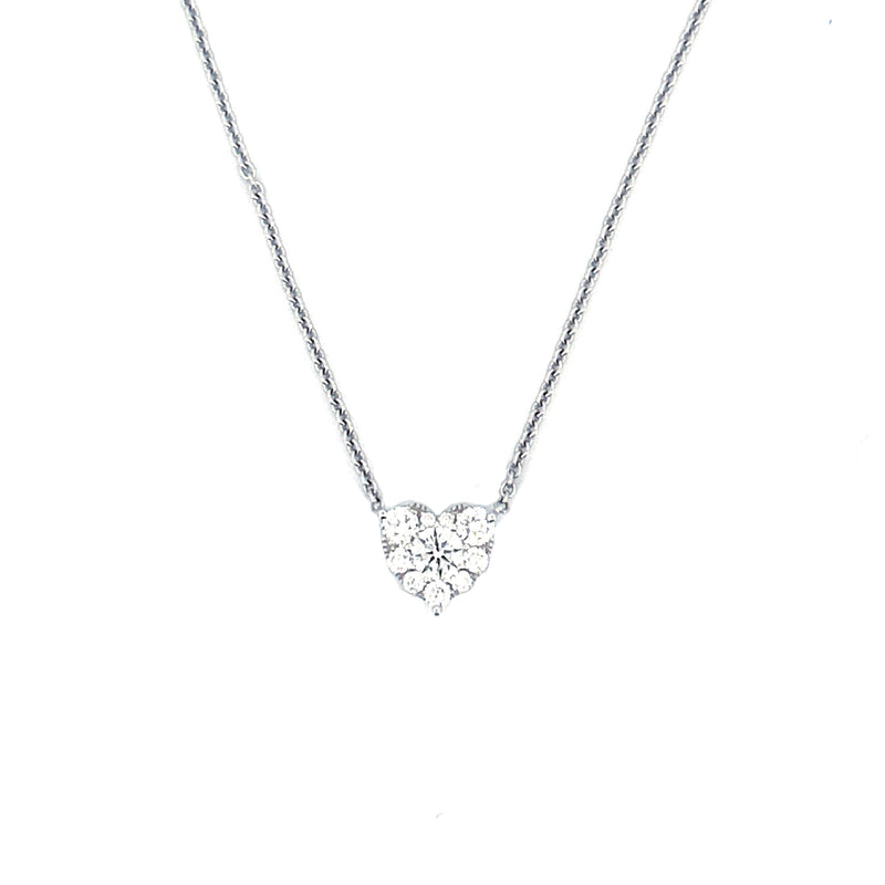 14K Gold Cluster Heart Diamond Pendant Necklace