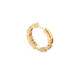 14K Gold Baguette and Round Diamond Cluster Hoop Earrings