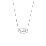 14K Gold Oval Staggered Baguette Diamond Pendant Necklace