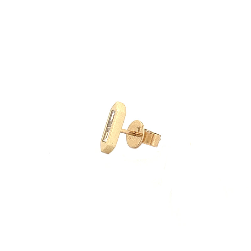 14K Gold Hexagonal Baguette Stud Earrings