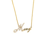 14K Custom Diamond Italicized Cursive Name Necklace