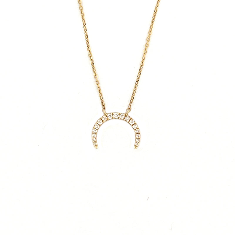 14K Gold South Crescent Diamond Pendant Necklace