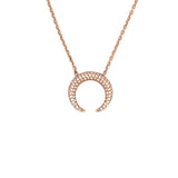 14K Gold South Crescent Diamond Pave Pendant Necklace