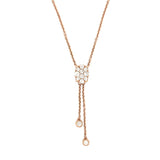 14K Gold Oval Diamond Cluster Pendant with Hanging Bezels