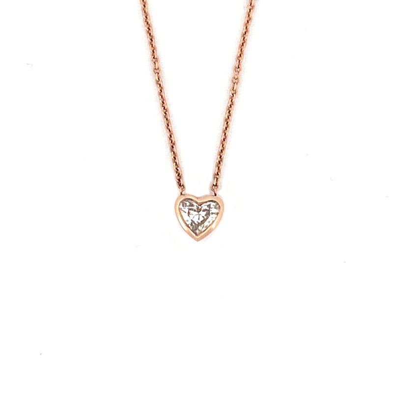 14K Gold Heart Bezel Diamond Pendant