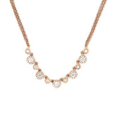 14K Gold Halo and Bezel Round Diamond Duo Chain Necklace