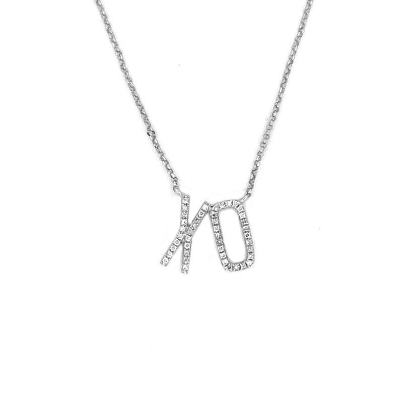 14K Gold XO Diamond Pendant Necklace