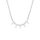 14K Gold Prong Set Curve Marquise Diamond Pendant Necklace