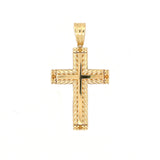 14K Large Gold Braided Bezel Cross Pendant