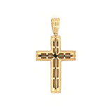 14K Large Gold Braided Bezel Cross Pendant