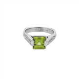 14K Gold 1.55 Carat Princess Peridot Two Row Engagement Ring