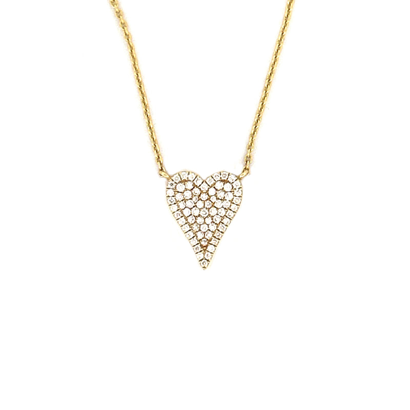 14K Gold Pressed Heart Diamond Pendant Necklace