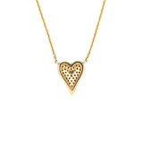 14K Gold Pressed Heart Diamond Pendant Necklace