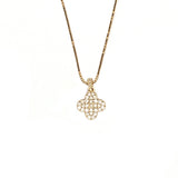 14K Gold Clover Shape Diamond Pave Pendant