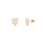 14K Gold Heart Pavé Pear Center Diamond Stud Earrings