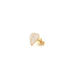 14K Gold Heart Pavé Pear Center Diamond Stud Earrings