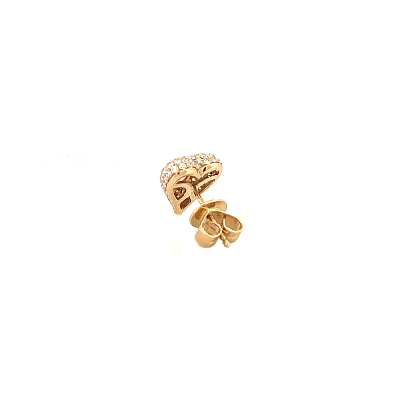 14K Gold Heart Pavé Pear Center Diamond Stud Earrings