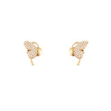 14K Gold Butterfly Split Wing Diamond Stud Earrings