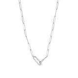 14K Gold Paper Clip Diamond Clip and Bar Diamond Pendant Necklace