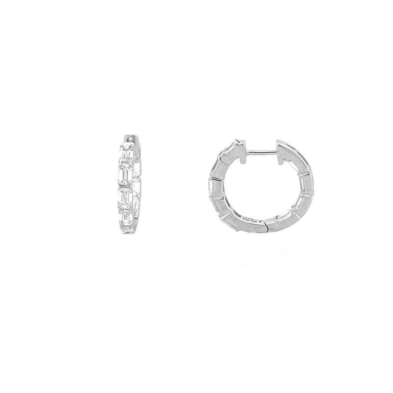 14K Gold Inside Out Lab Grown Diamond Baguette Hoop Earrings