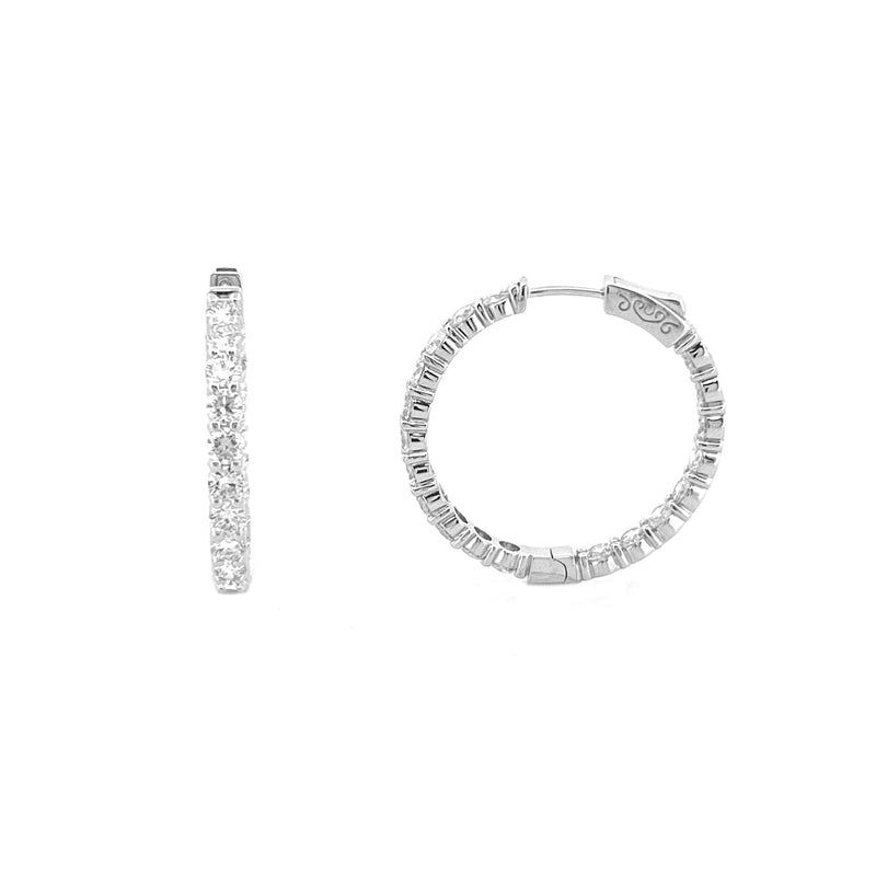14K Gold 5.50 Carat Lab Grown Diamond In and Out Hoop Earrings