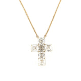 14K Gold Lab Grown Asscher Cut Diamond Cross Pendant